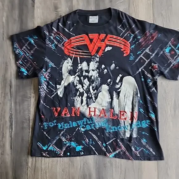 Vintage 1991 Van Halen For Unlawful Carnal Knowledge All Over Print T Shirt XL - Picture 1 of 3